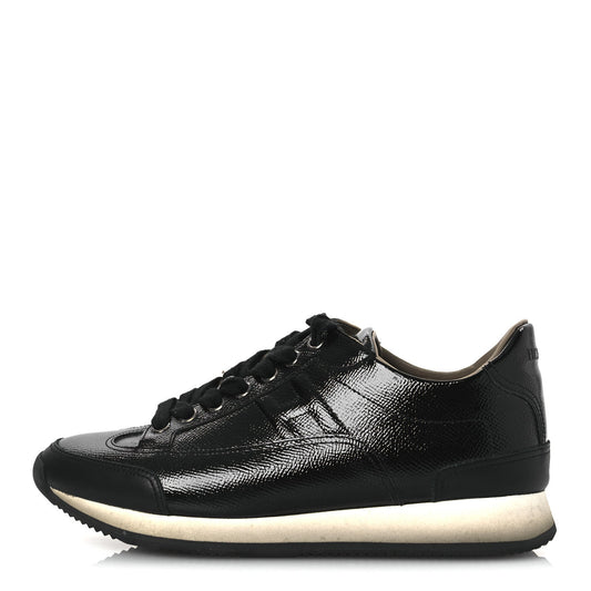 Hermes Patent Epsom Calfskin Trail Sneakers 37 Black