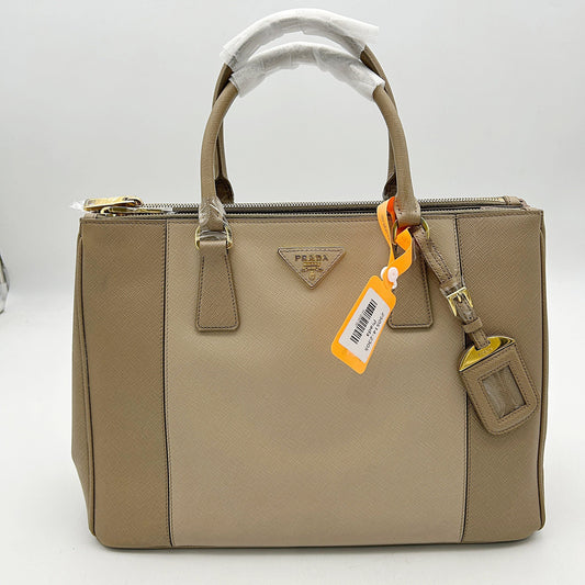 Prada Medium Saffiano Lux Galleria Double Zip Tote - Neutrals Handle Bags, Handbags 2505142305