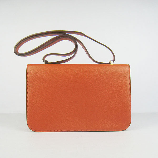 Luxury Hermes calf Leather Message Bag H020 orange golden