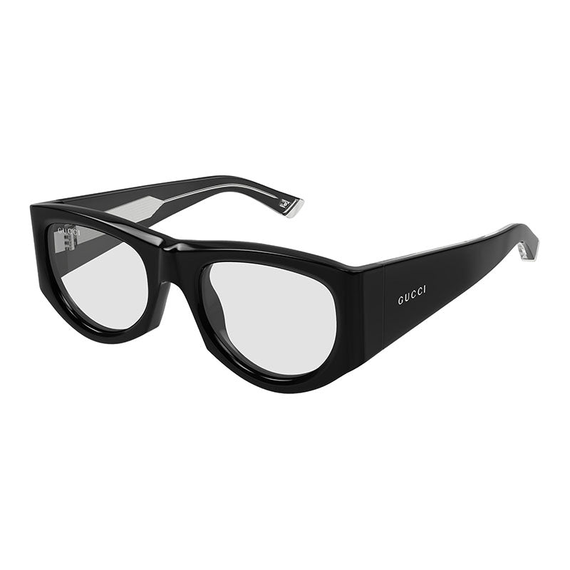 Gucci Sunglasses Square Full Rim, Shiny Black Frame and Clear Lens GG1917S002