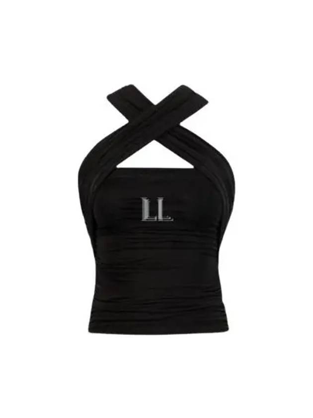 Luxury Saint Laurent Trending 2025 Wrinkle Jersey Sleeveless Black