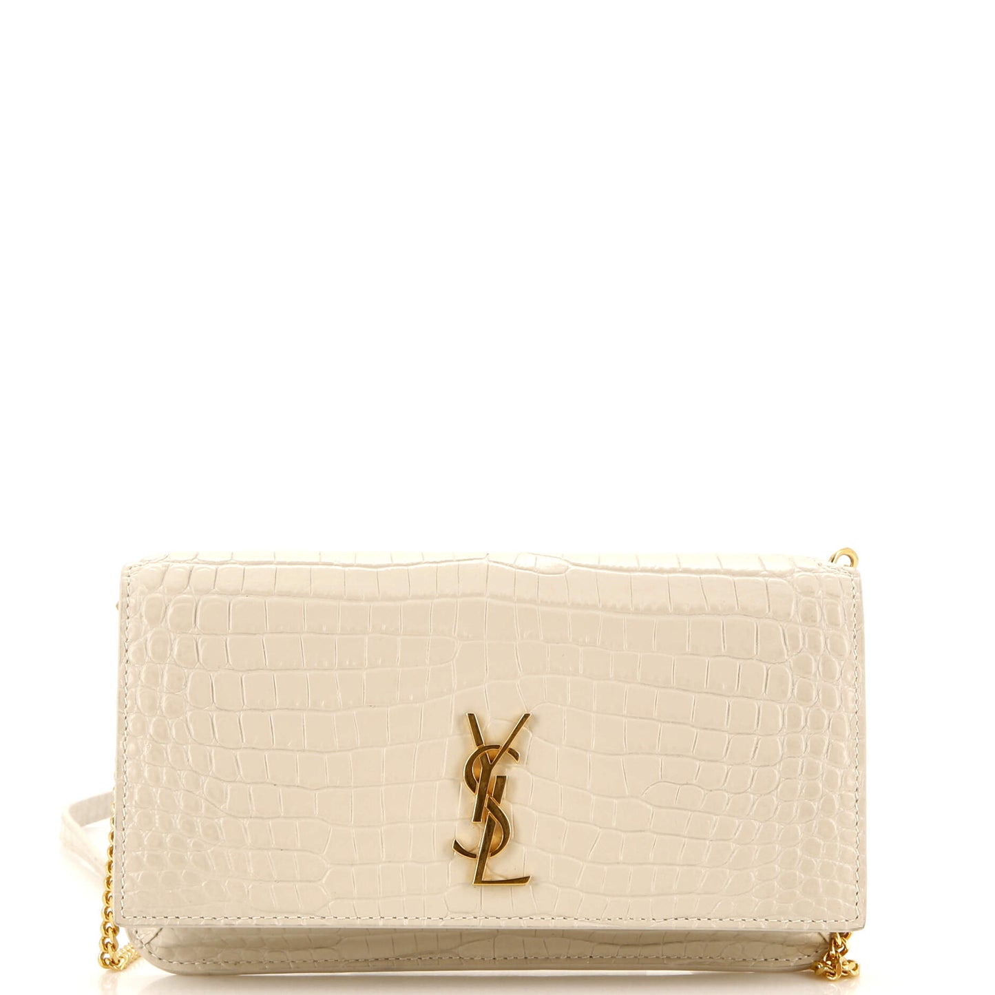 Luxury Saint Laurent Trending 2025 Classic Monogram Phone Holder Shoulder Bag Crocodile Embossed Leather