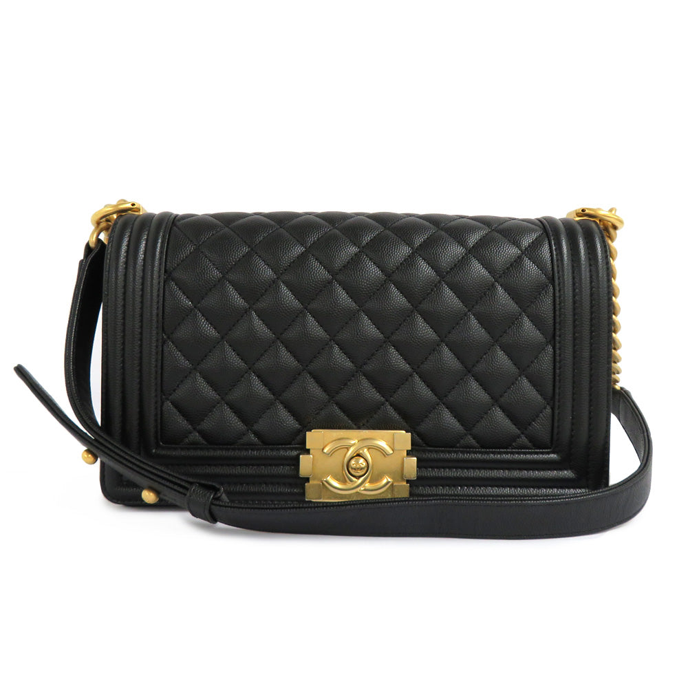 CHANEL CHANEL BOY CHANEL 25 Handbag A67086 Matrasse Chain Shoulder Bag Black   G  Caviar S