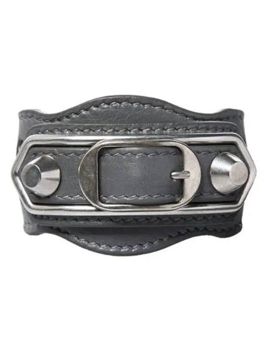 Luxury Balenciaga Trending 2026 Giant Silver Buckle Bracelet Grey