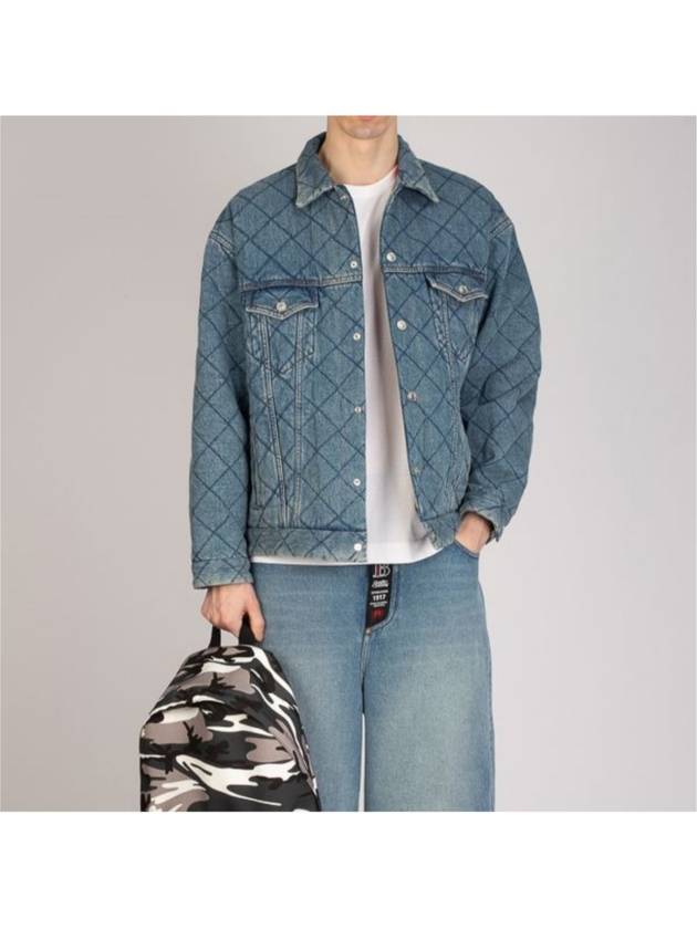 Luxury Balenciaga Trending 2026 46 Men s Jacquard Oversized Quilted Padded Denim Trucker Jacket