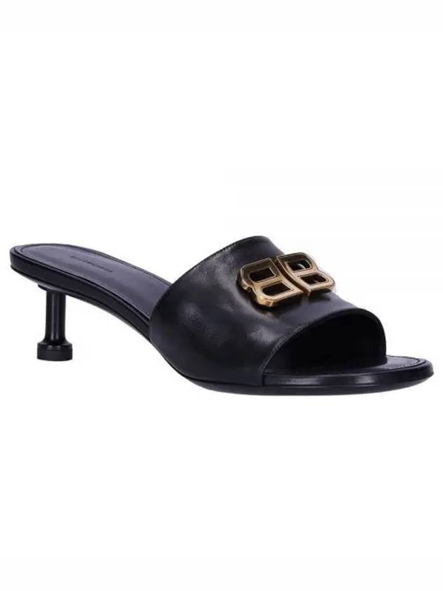 Luxury Balenciaga Trending 2026 BB Leather Slipper Heels Black