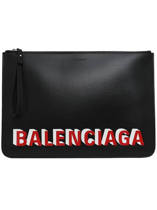 Luxury Balenciaga Trending 2026 Logo Strap Clutch Bag Black