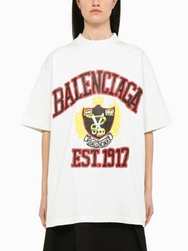 Luxury Balenciaga Trending 2026 DIY College Medium Fit Short Sleeve T-Shirt White
