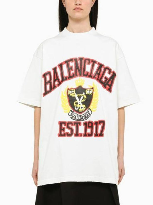 Luxury Balenciaga Trending 2026 DIY College Medium Fit Short Sleeve T-Shirt White