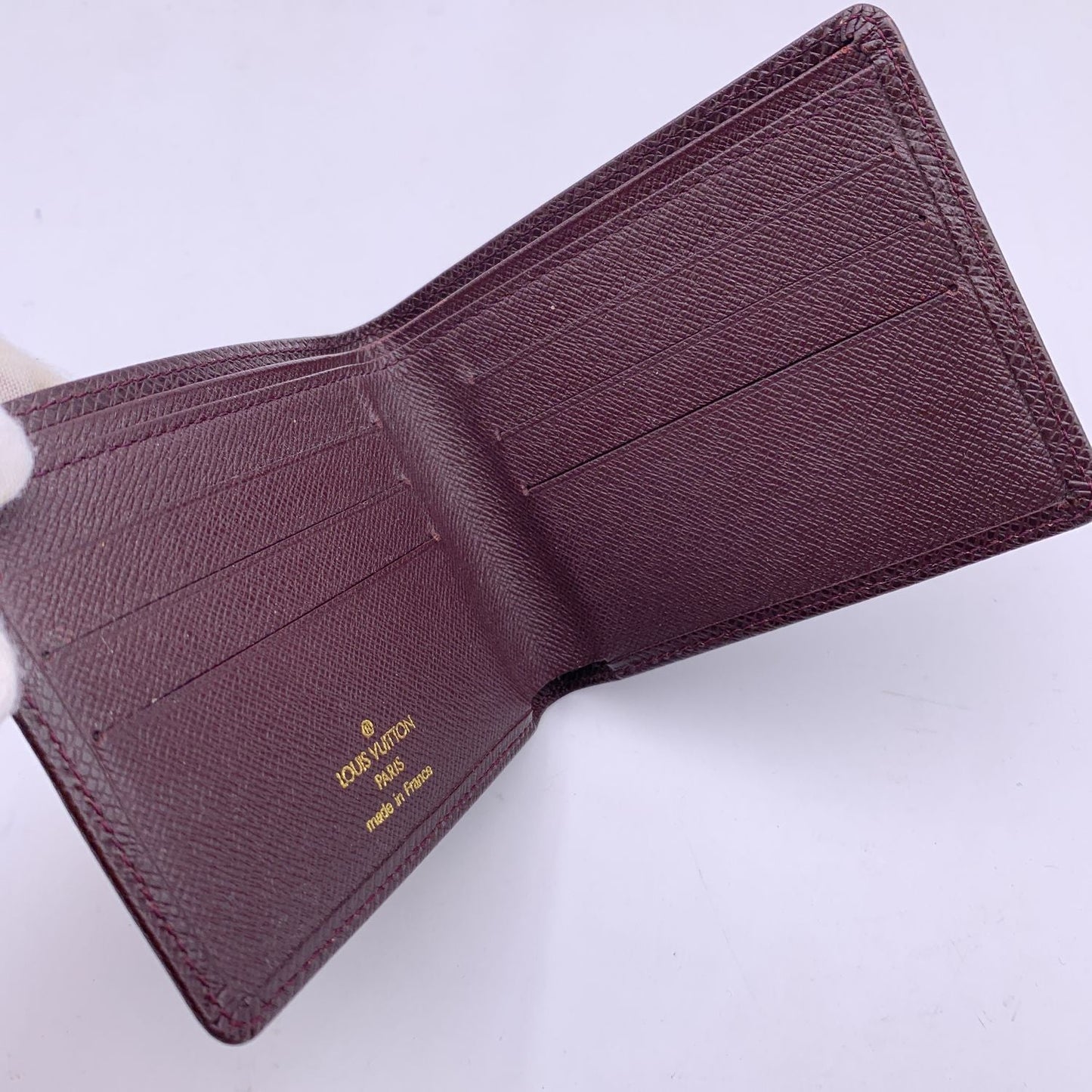 LOUIS VUITTON Brown Taiga Leather Card Holder Bifold Wallet