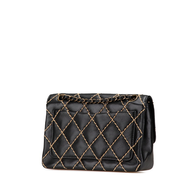 Chanel Coco Mark Wild Stitch Lambskin Shoulder Bag Classic Flap