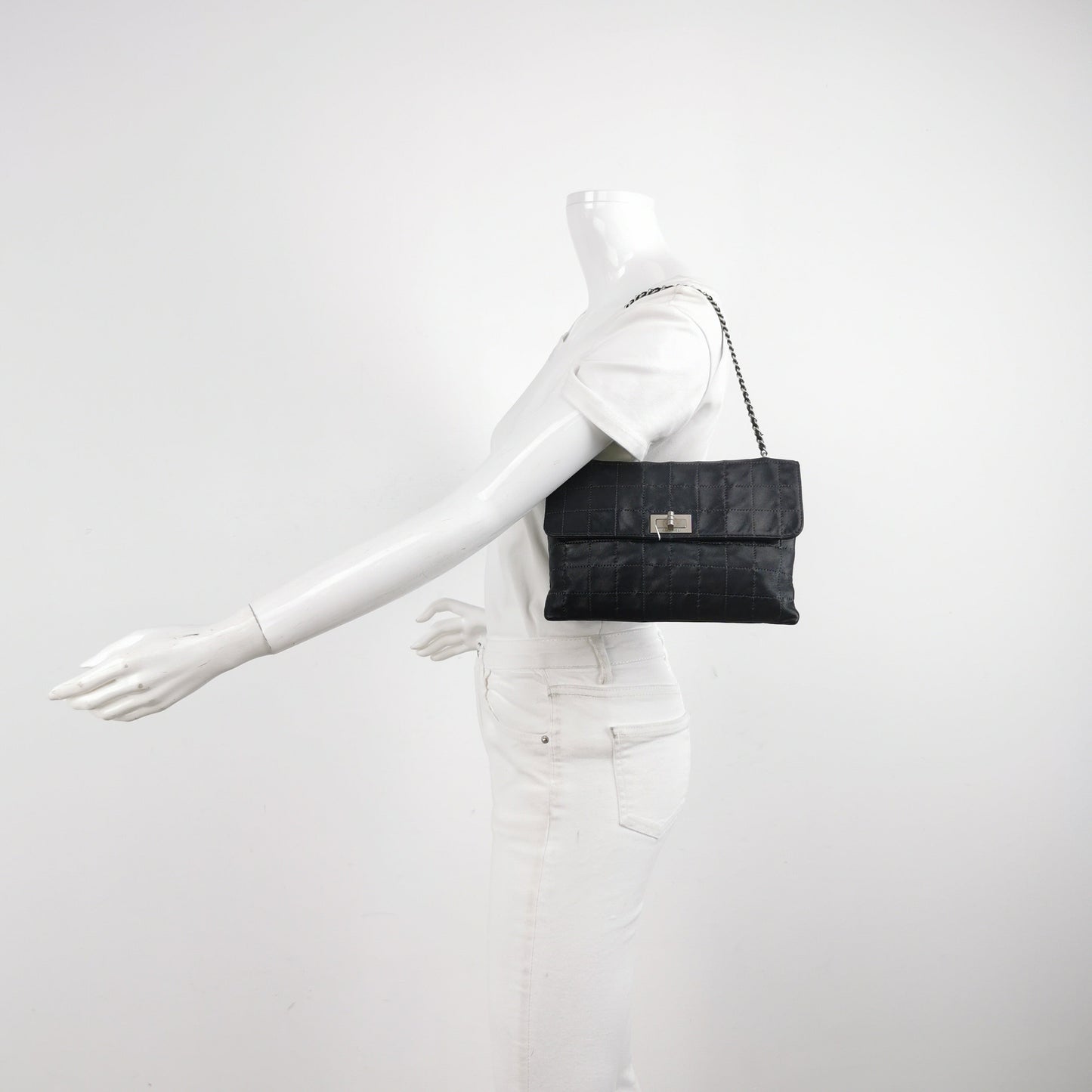 Chanel 2.55 Black Lambskin Square Stitching Shoulder Bag