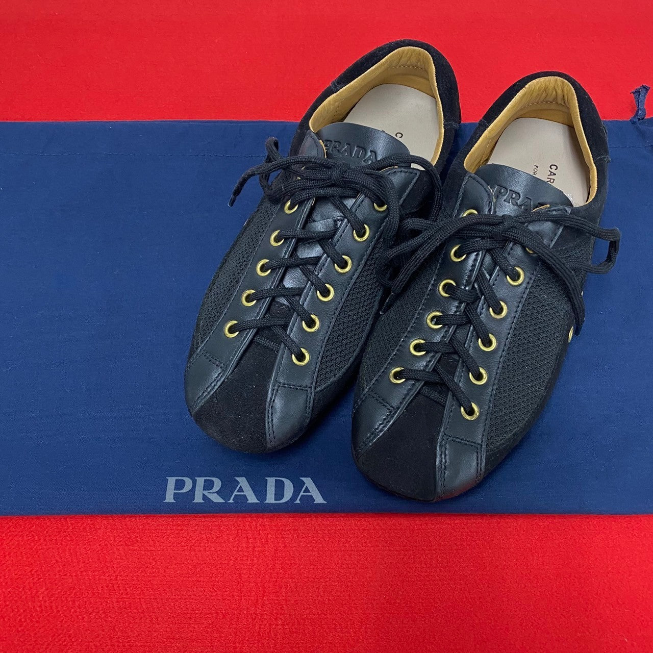 PRADA sneakers Nylon, Suede, Leather black Car Shoes Driving Shoes Women 36