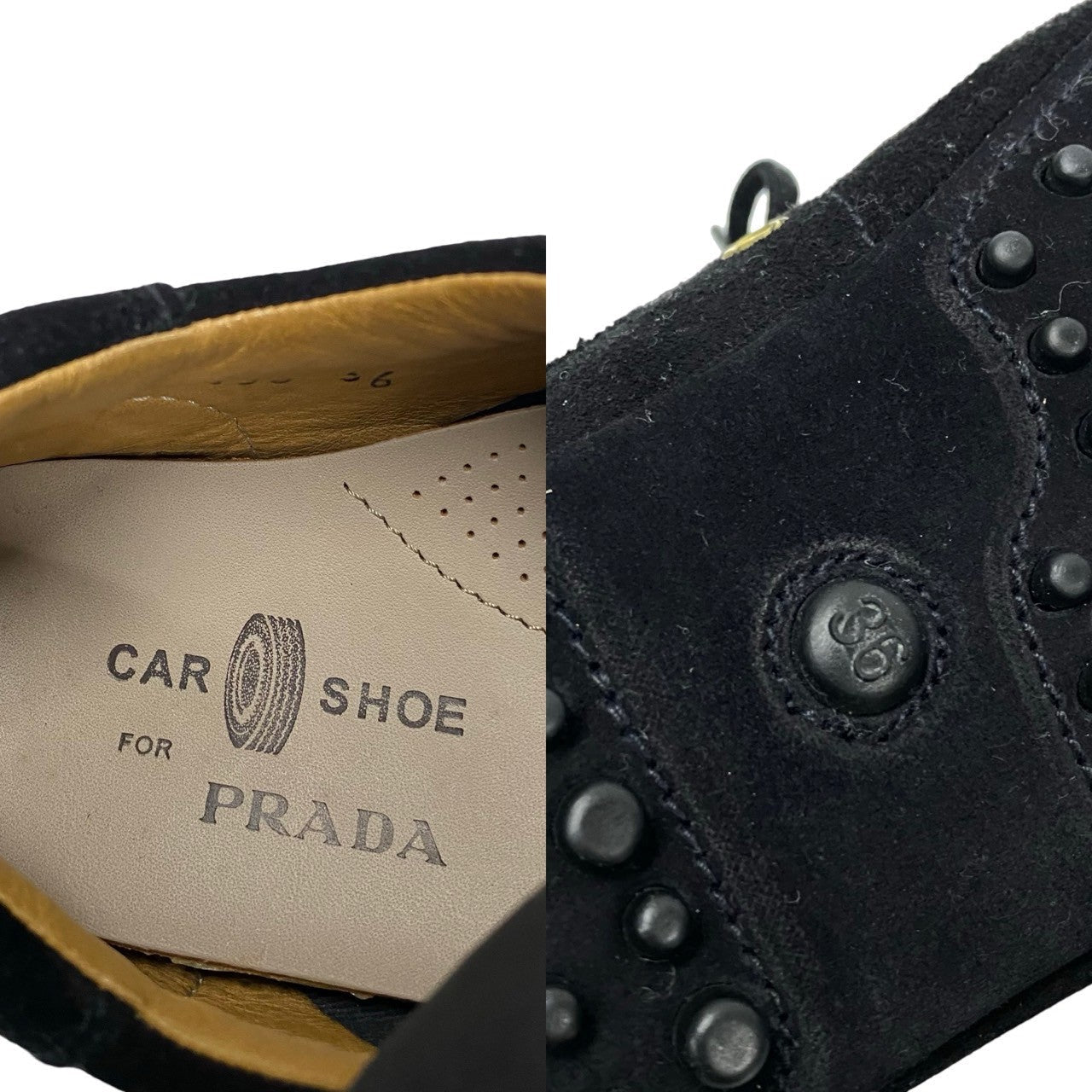 PRADA sneakers Nylon, Suede, Leather black Car Shoes Driving Shoes Women 36