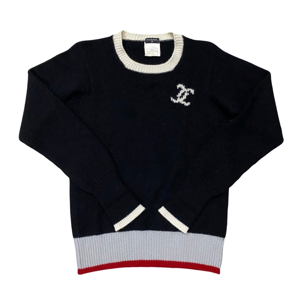 CHANEL sweater cashmere black COCO Mark Women 42