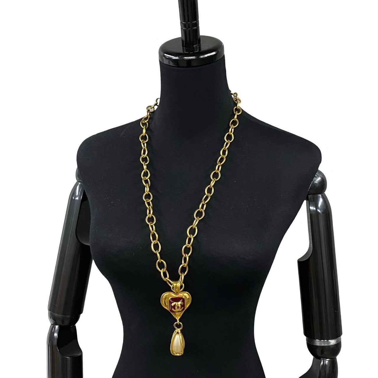 CHANEL Necklace Gold Plated, Faux Pearl gold COCO Mark Gripoa Women
