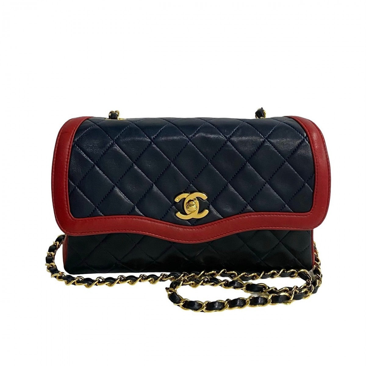 CHANEL Shoulder Bag lambskin Navy COCO Mark Matrasse Women