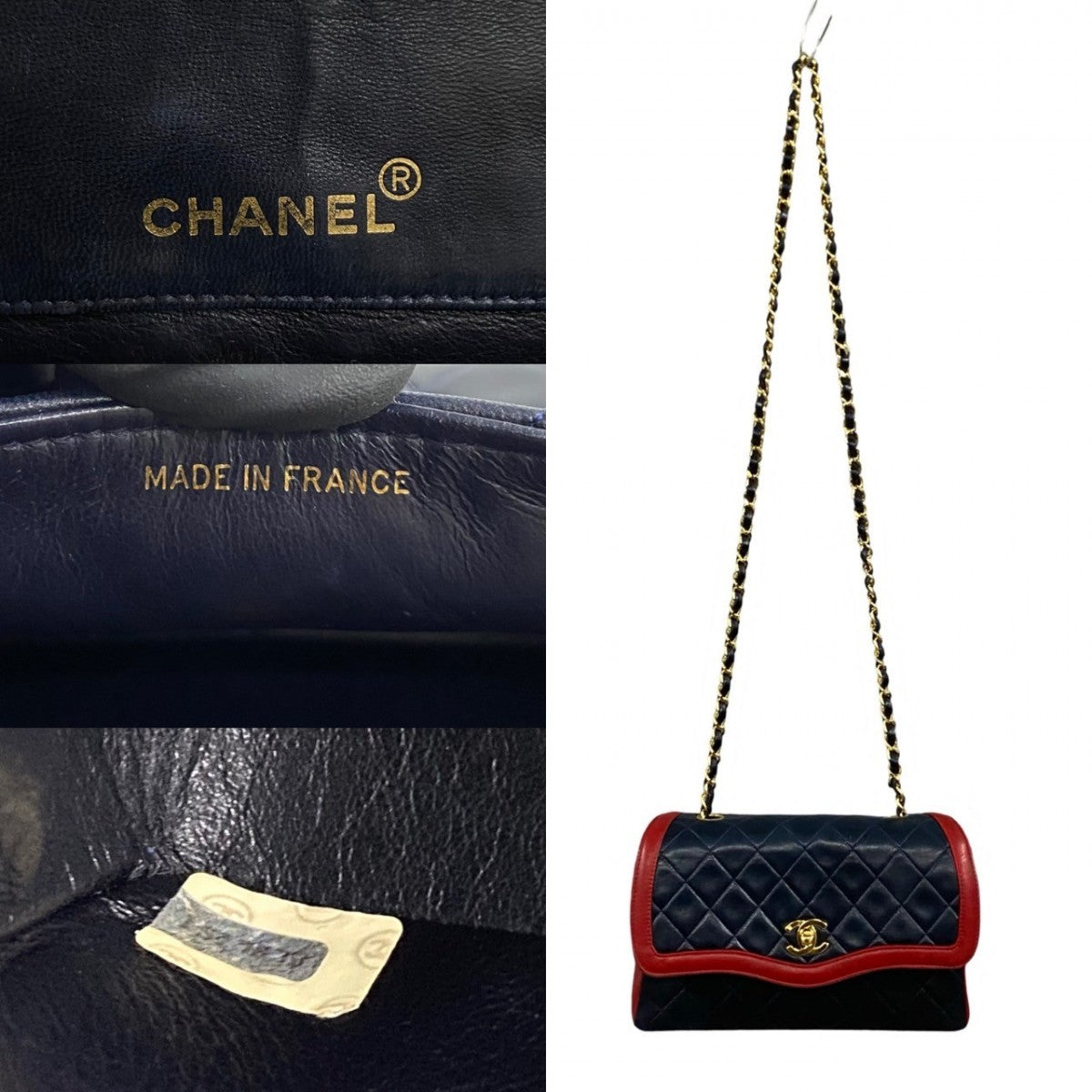 CHANEL Shoulder Bag lambskin Navy COCO Mark Matrasse Women