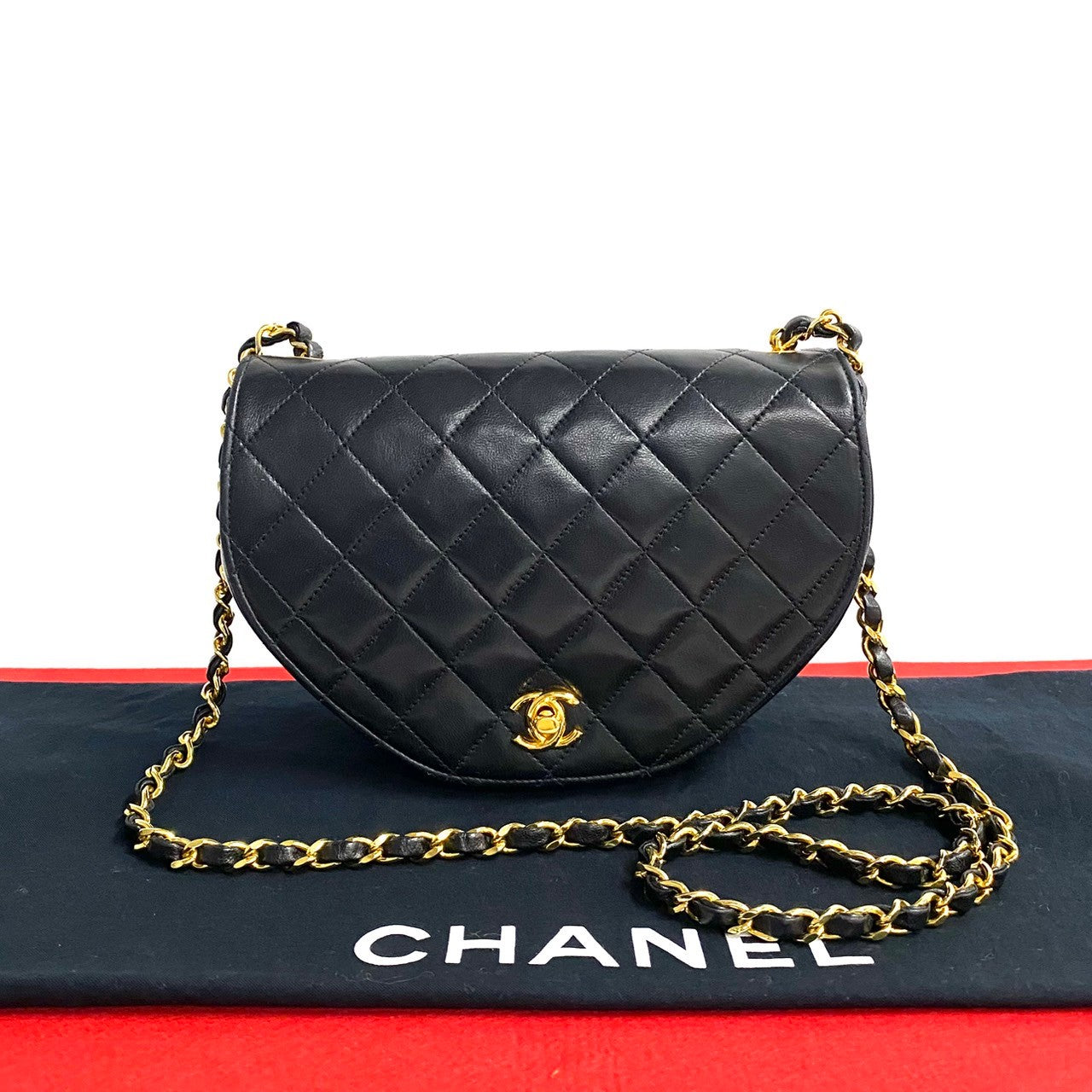 Chanel Lambskin Matelasse Coco Mark Chain Shoulder Bag Classic Flap
