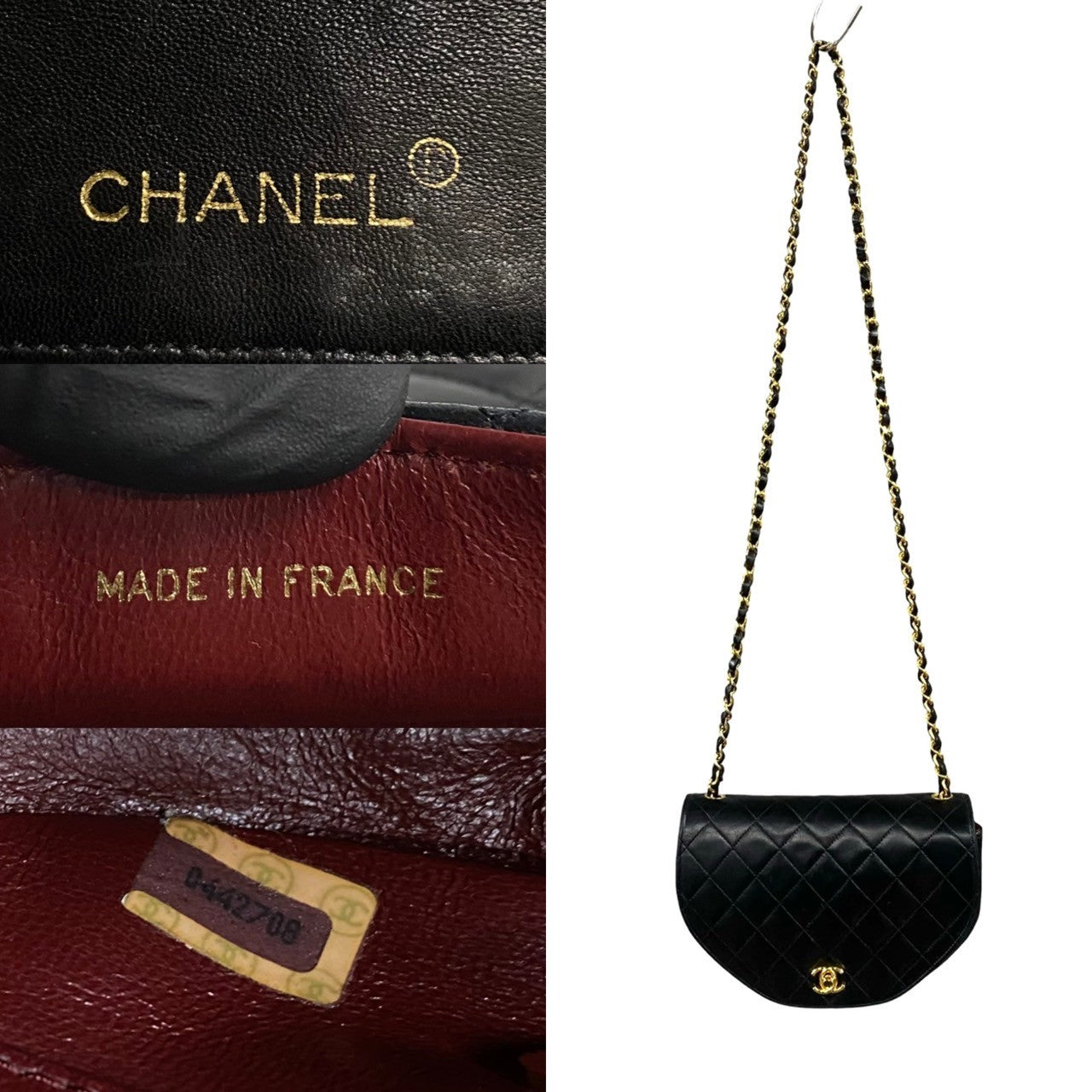 Chanel Lambskin Matelasse Coco Mark Chain Shoulder Bag Classic Flap