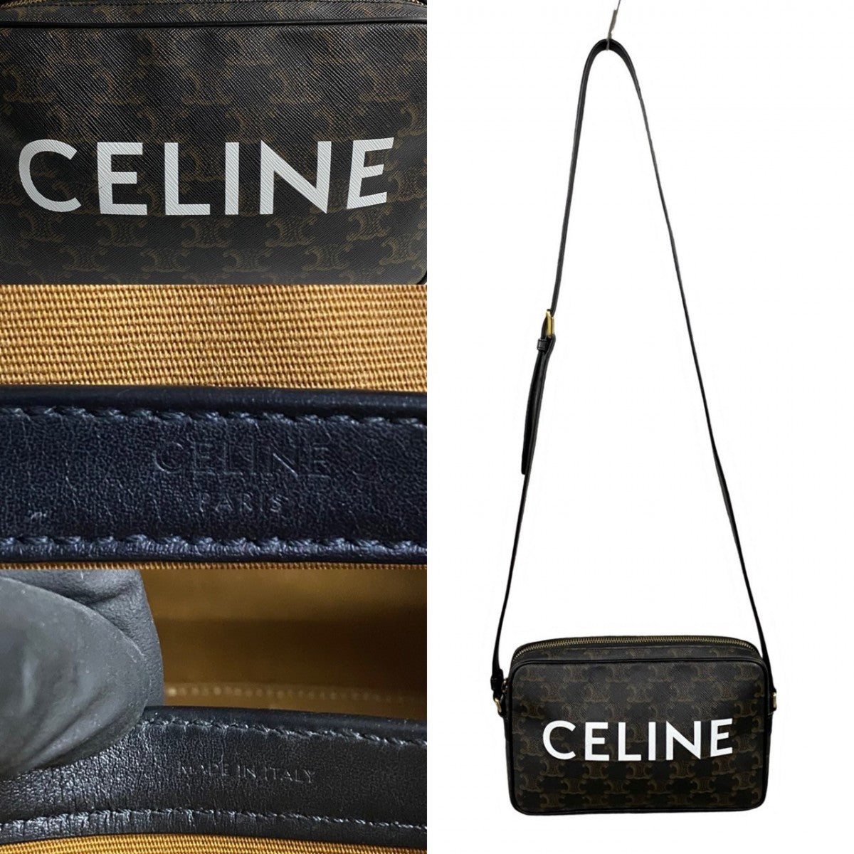 CELINE Shoulder Bag Leather, PVC black Triomphe Messenger Medium Women
