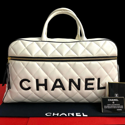 CHANEL Boston Duffel bag leather white Sports line Matrasse