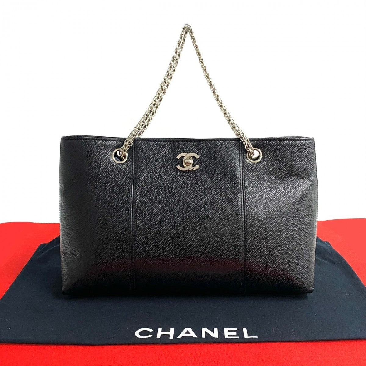 CHANEL Tote Bag leather black COCO Mark Women