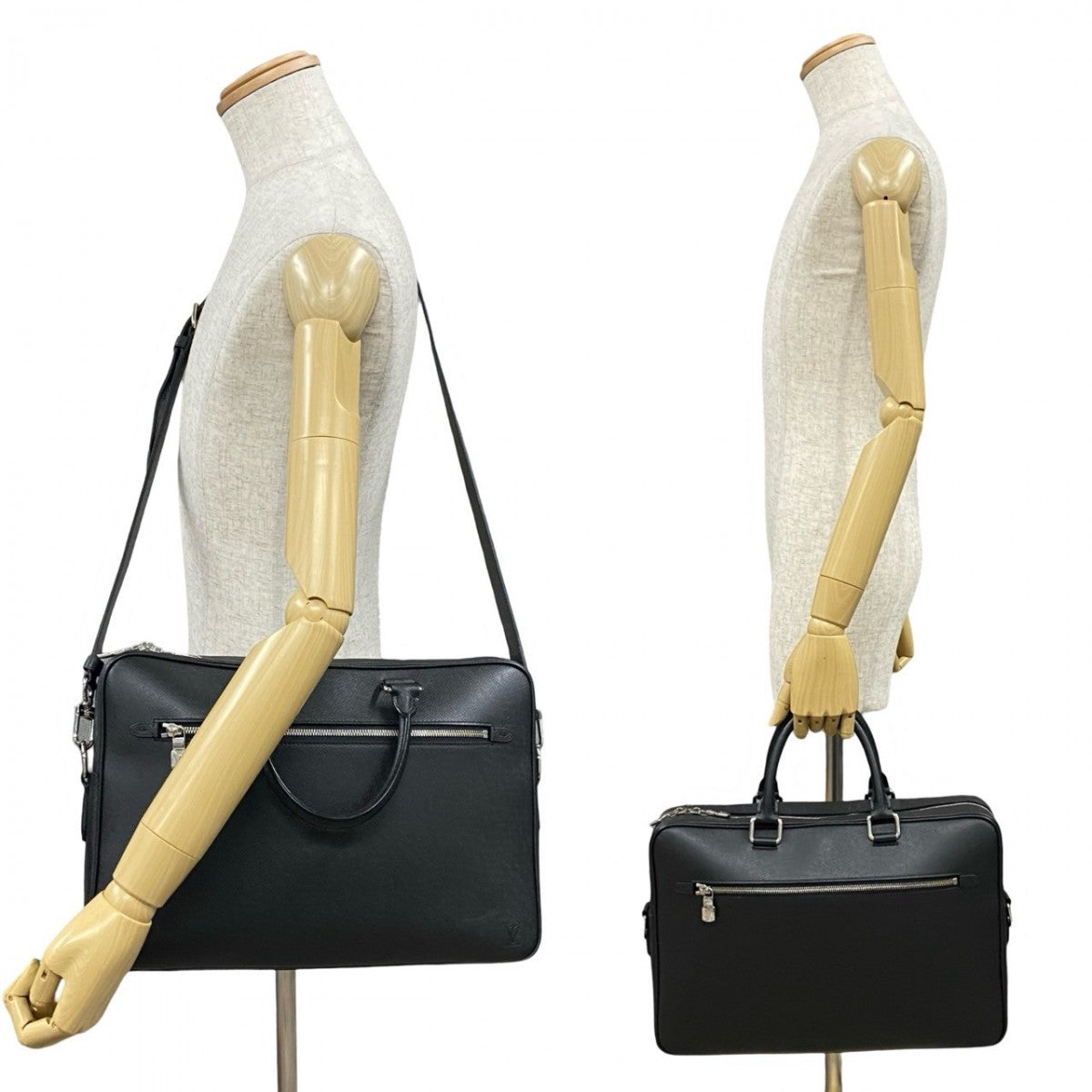 LOUIS VUITTON Shoulder Bag M33441 leather black Taiga Porto Documan-Voyage mens