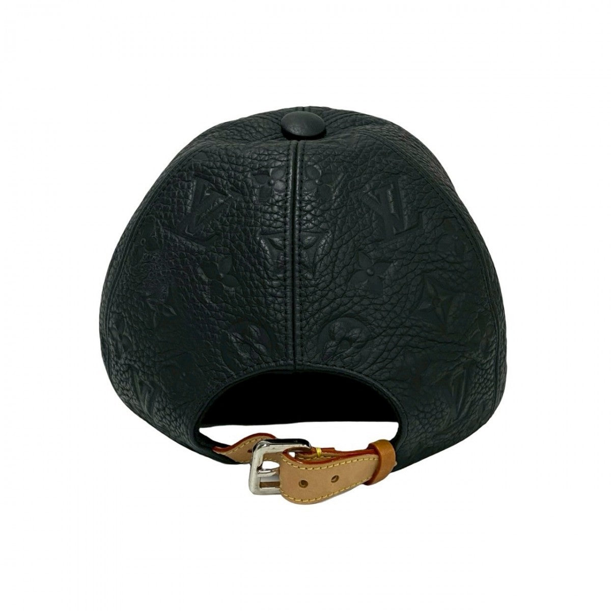 LOUIS VUITTON cap Taurillon Clemence leather, cotton, cupra black Monogram Ann Platt Newsboy cap 1.1 mens 58