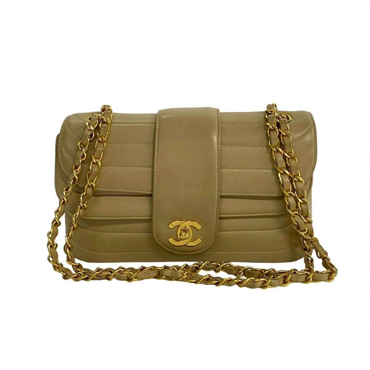 CHANEL Shoulder Bag lambskin beige COCO Mark W flap Women