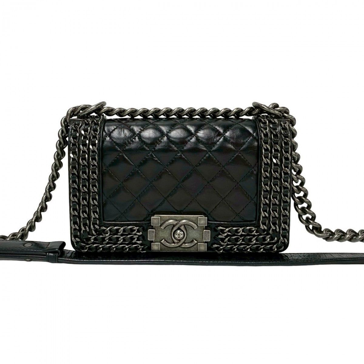 CHANEL Shoulder Bag leather black COCO Mark Boy chanel Women