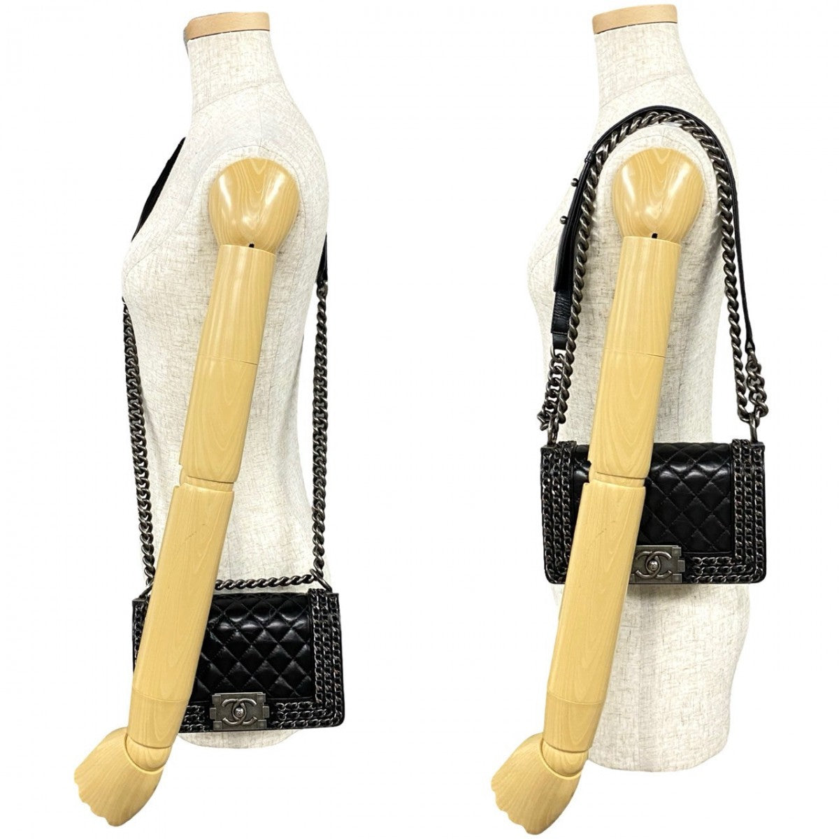 CHANEL Shoulder Bag leather black COCO Mark Boy chanel Women