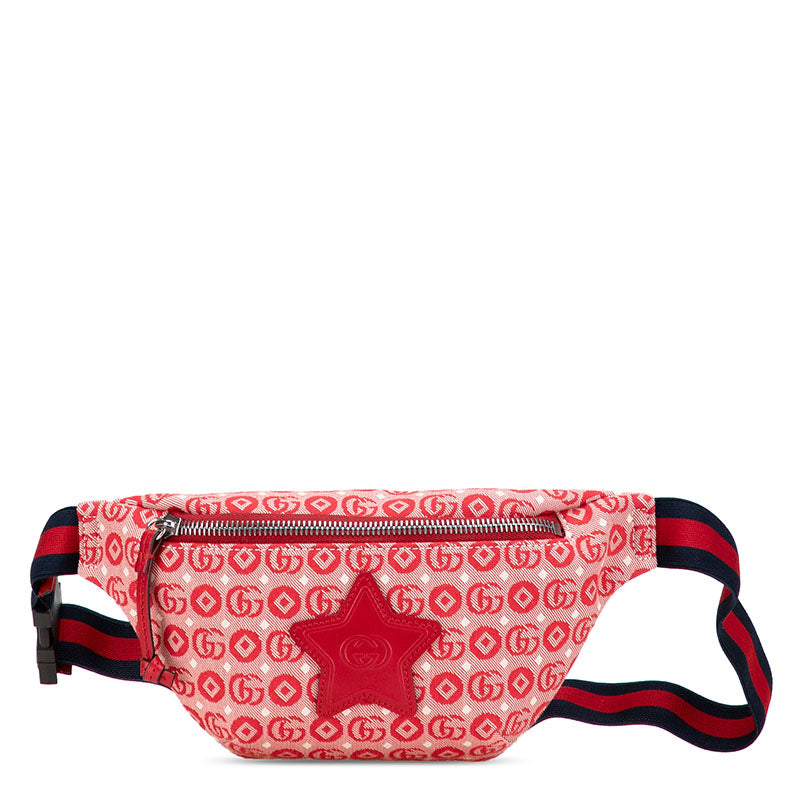 Gucci GG logo Star Canvas Leather Waist Bag
