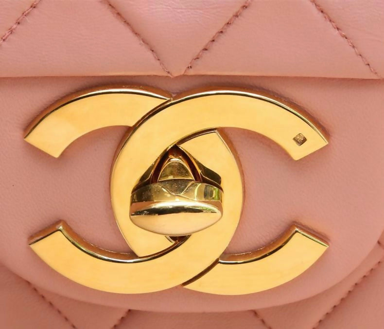Chanel  90s Barbie Pink Lambskin Maxi 24K Gold Hardware