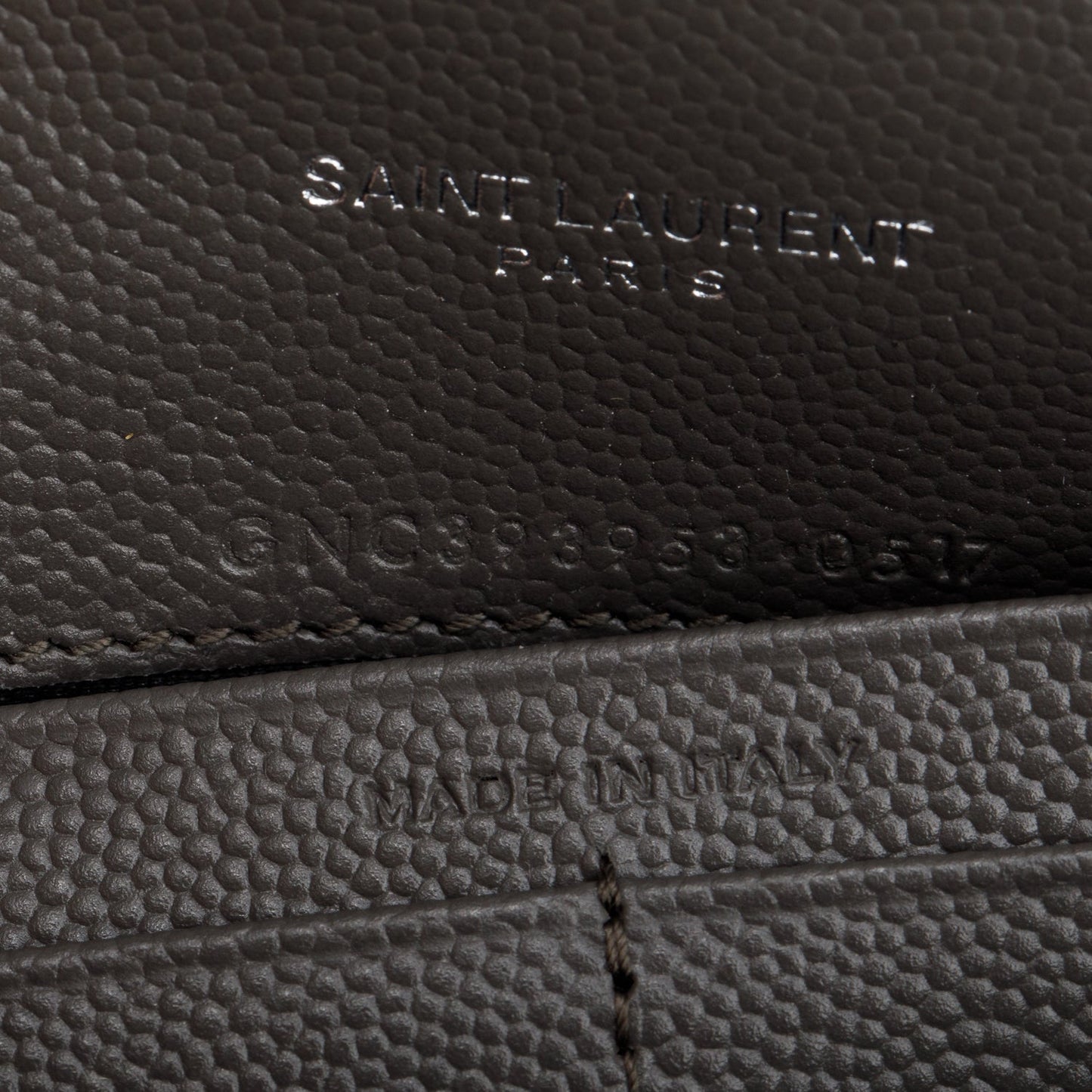 Saint Laurent Grey Cassandre Matelasse Envelope Chain Wallet