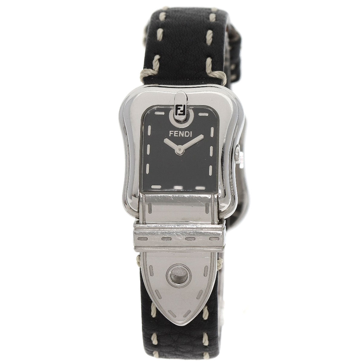 FENDI Watches Quartz 3800L Stainless Steel, Leather Silver Beefendi black dial Women