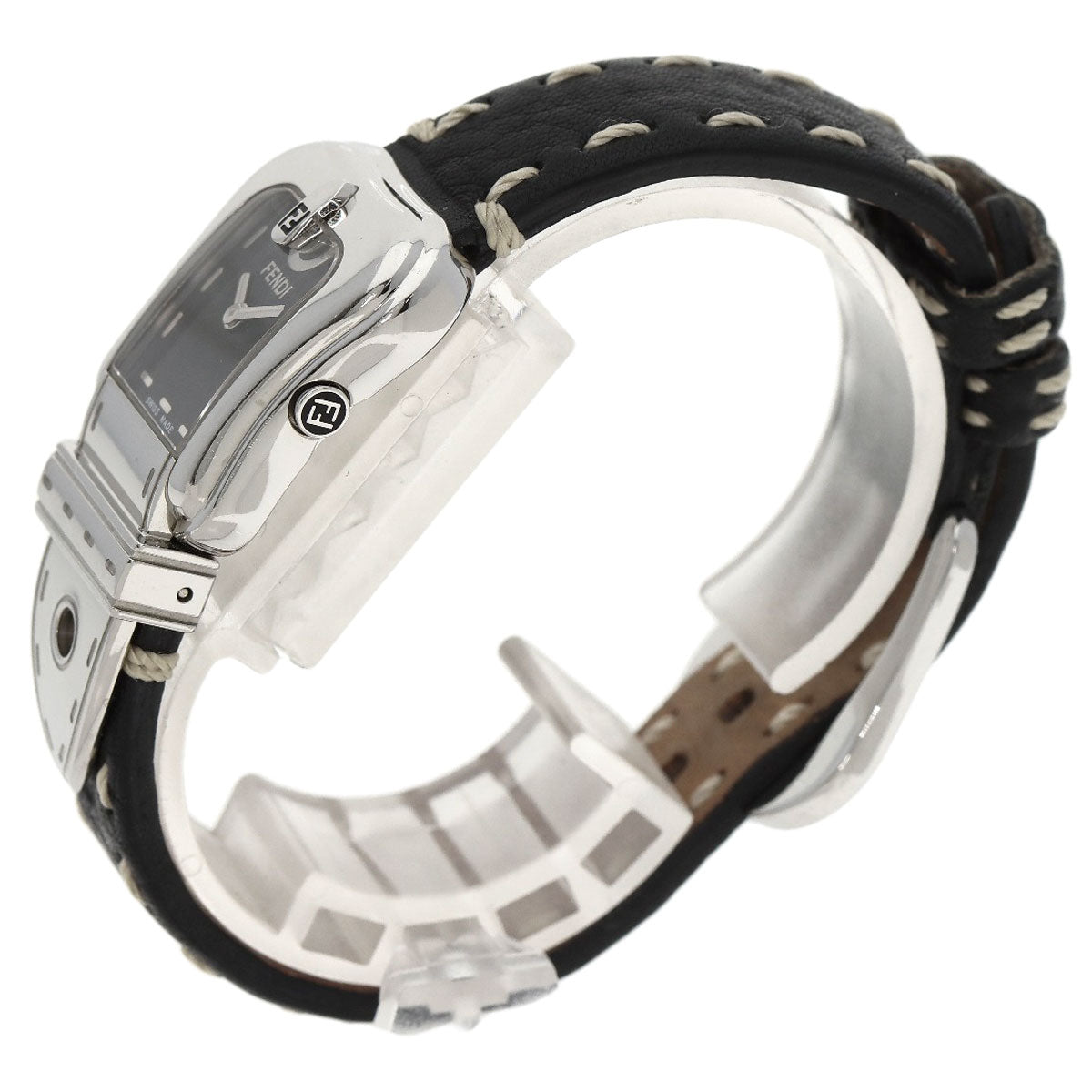 FENDI Watches Quartz 3800L Stainless Steel, Leather Silver Beefendi black dial Women
