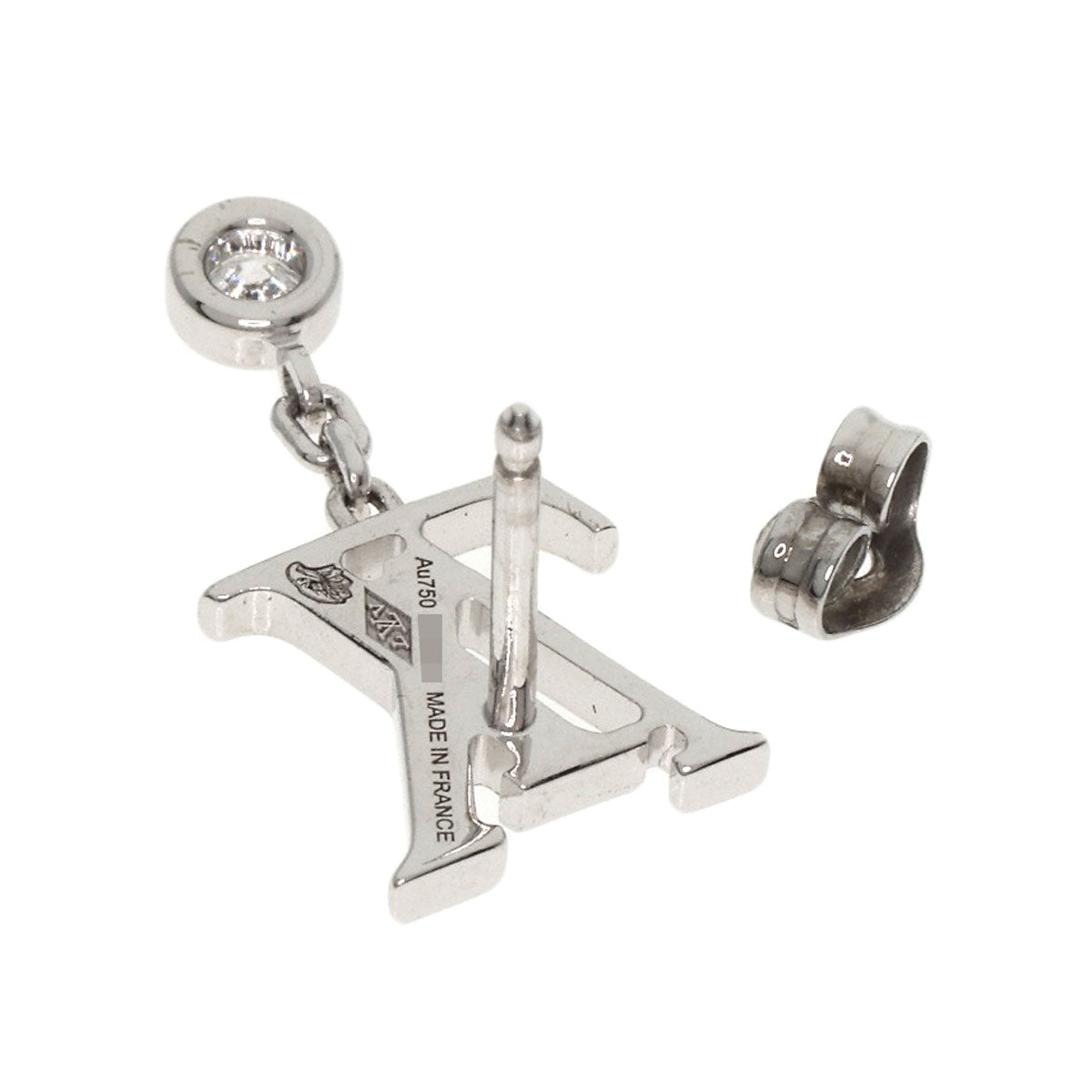 LOUIS VUITTON Pierce K18WG Silver Puce Idylle Blossom LV Diamond One side only