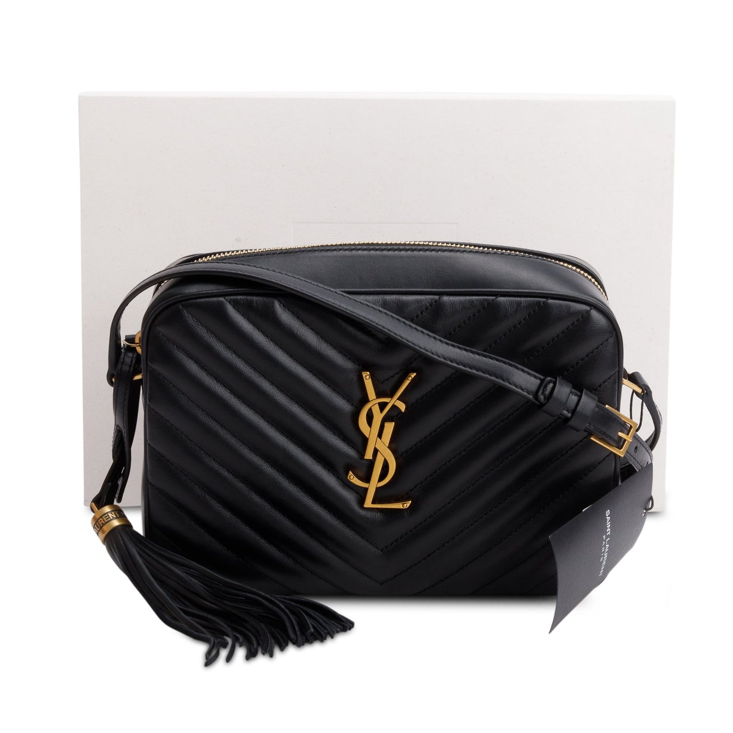 Saint Laurent 2022 Black Calfskin Matelasse Monogram Lou Camera Bag