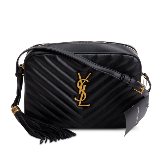 Saint Laurent 2022 Black Calfskin Matelasse Monogram Lou Camera Bag