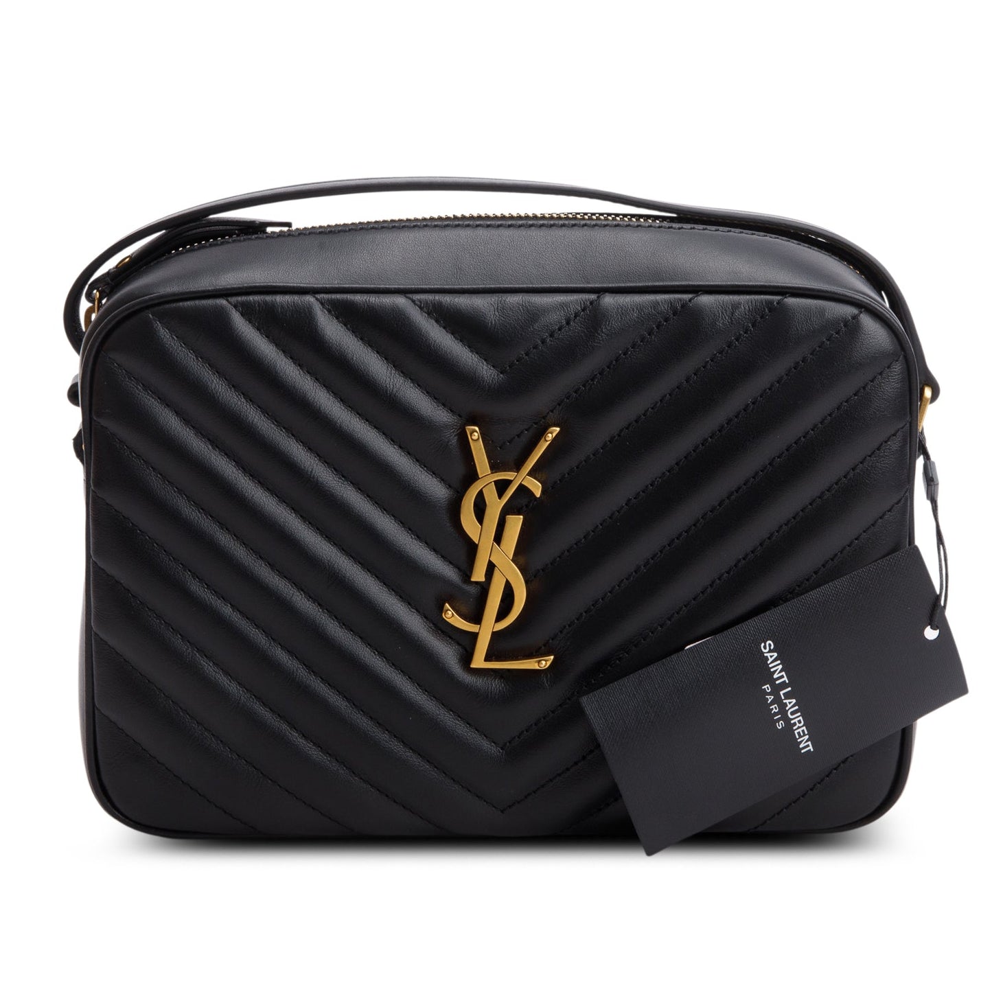 Saint Laurent 2022 Black Calfskin Matelasse Monogram Lou Camera Bag