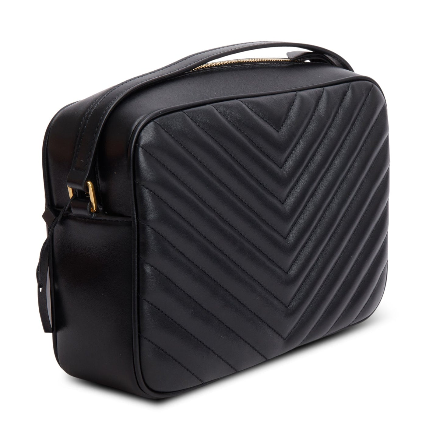 Saint Laurent 2022 Black Calfskin Matelasse Monogram Lou Camera Bag