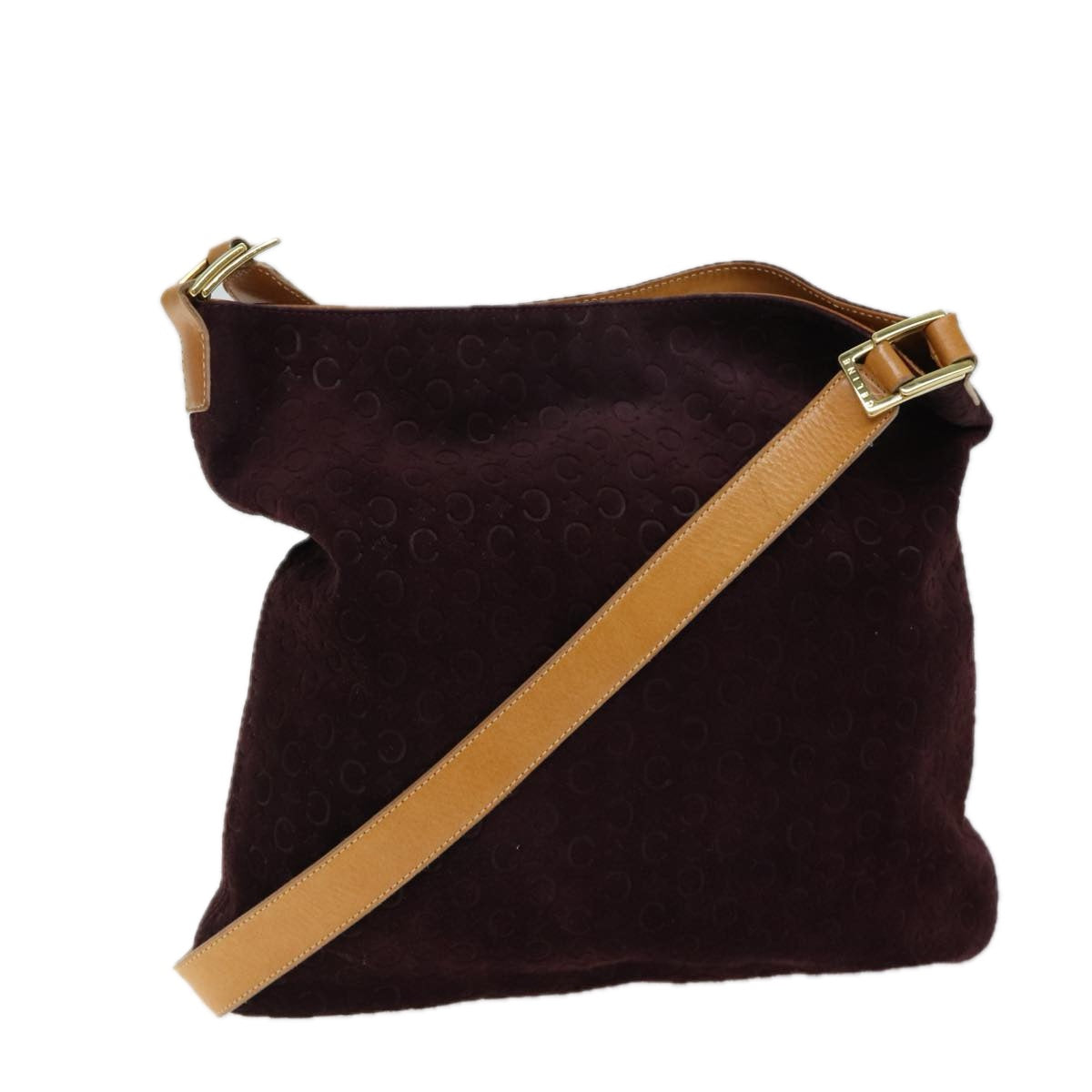 Luxury CELINE C Macadam Canvas Shoulder Bag Bordeaux  70179