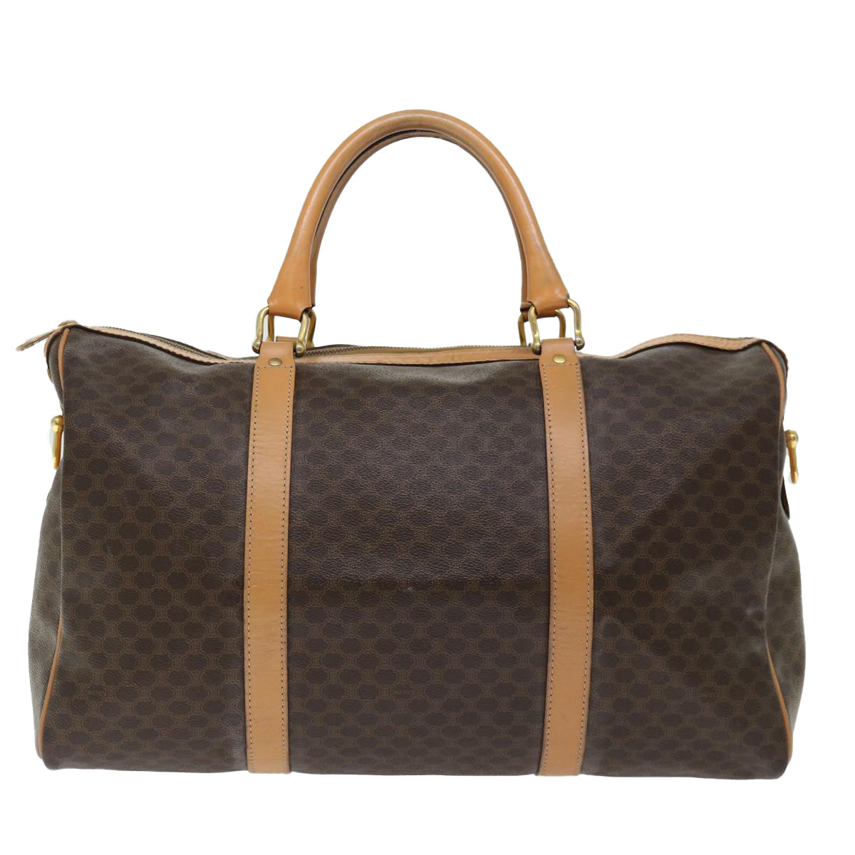 Luxury CELINE Macadam Canvas Boston Bag PVC Brown  70180