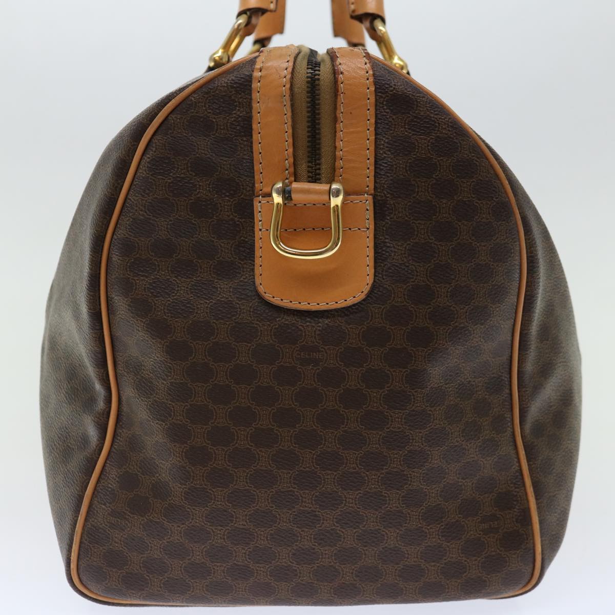 Luxury CELINE Macadam Canvas Boston Bag PVC Brown  70180
