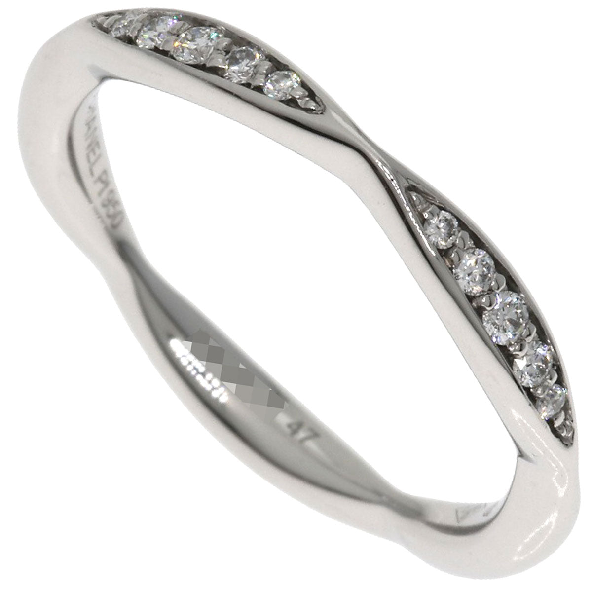 CHANEL Ring PT950 Silver Half Eternity Diamond #47