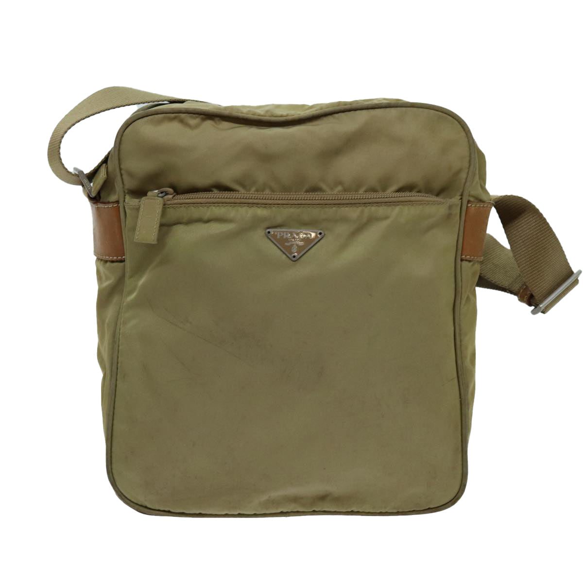PRADA Shoulder Bag Nylon Beige Auth 70211