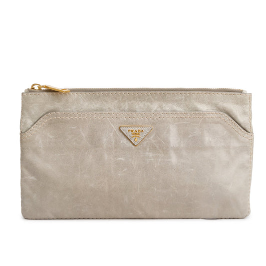 Prada Green Vitello Shine Pochette Clutch