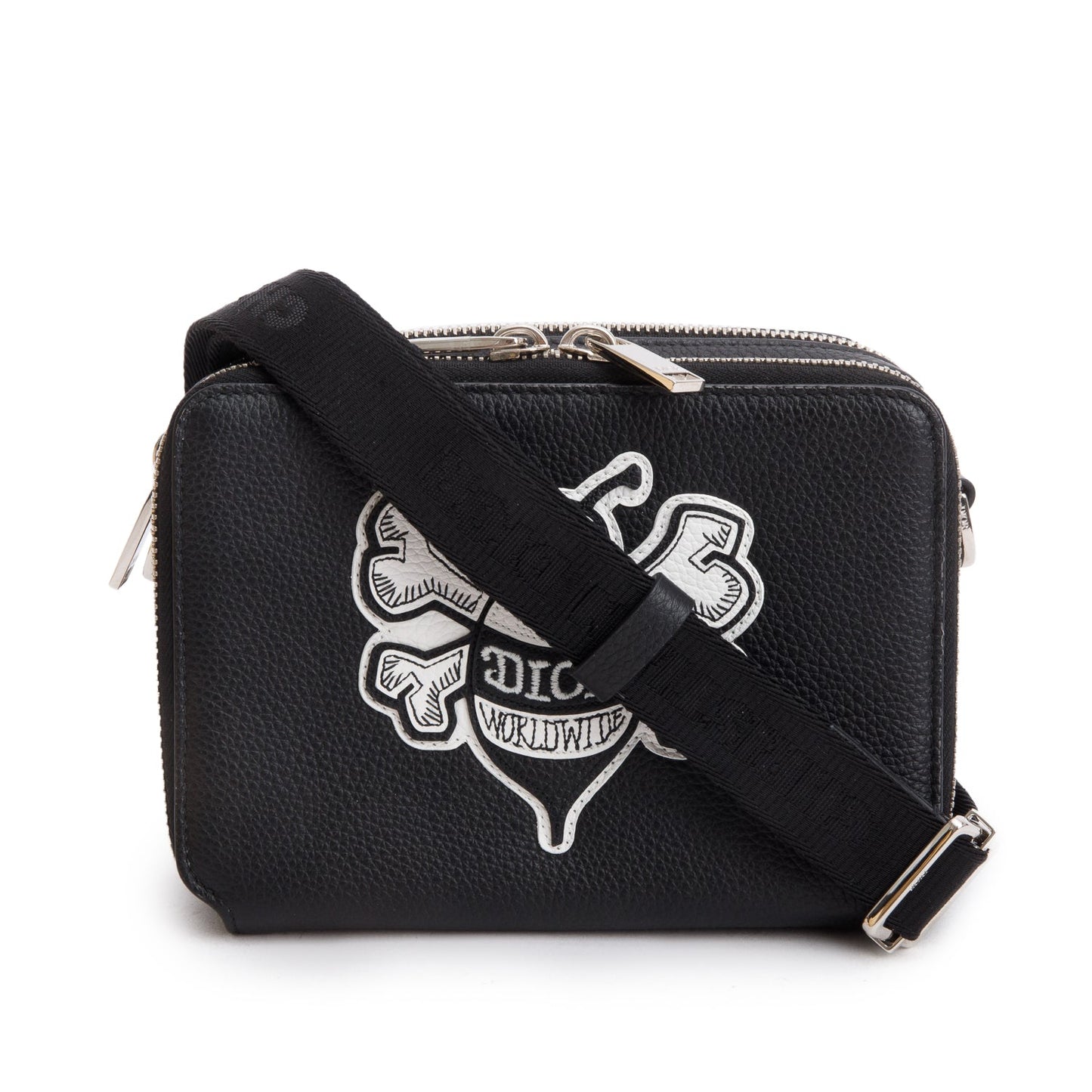 Christian Dior x Shawn Stussy Black Calfskin Leather Double Zip Crossbody Bag