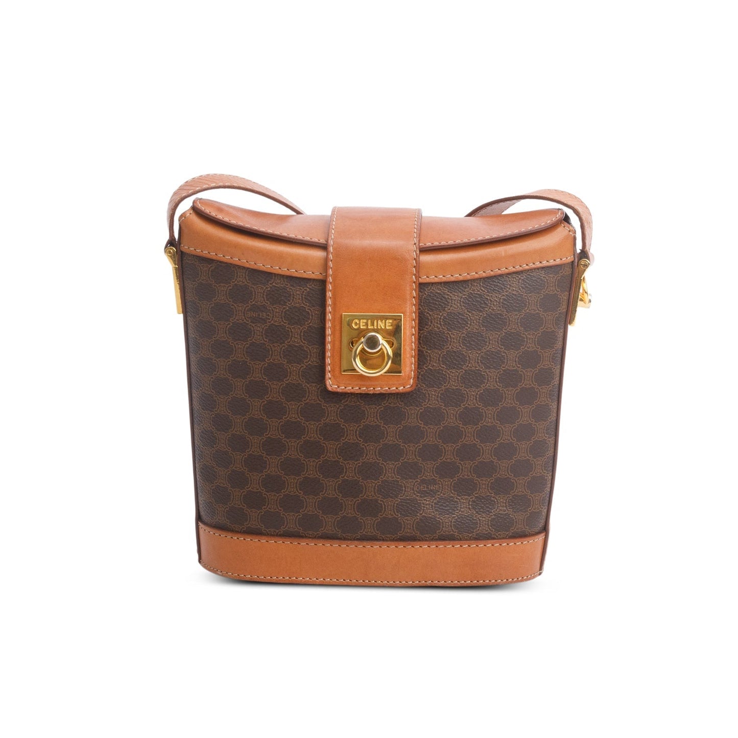 Celine Vintage Brown Triomphe Macadam Crossbody Bag
